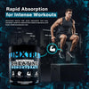 Creatine monohydrate supplement with a person working out in the background
