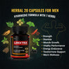 LIMXTRA herbal capsules for men with ingredients and benefits on a dark background