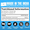 Creatine Monohydrate supplement label, made in India, non-GMO, gluten-free, vegan, third-party tested